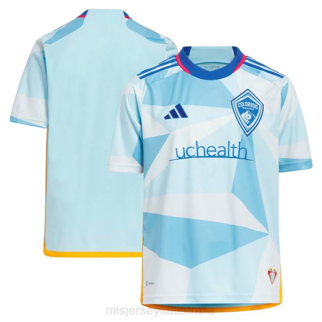 MLS Jerseys Colorado Rapids Adidas Light Blue 2023 New Day Kit Replica Jersey Kids Jersey 6RDJ361